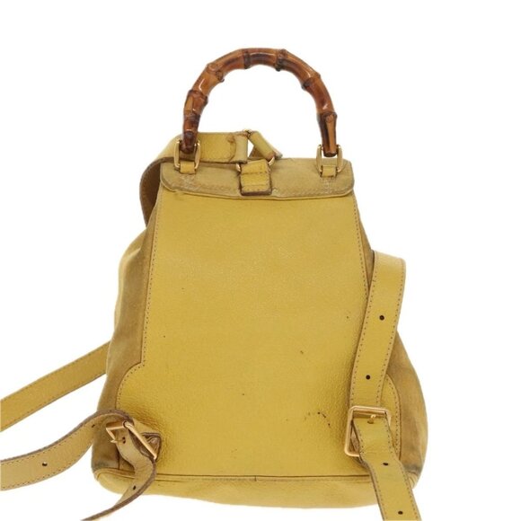 GUCCI Bamboo Backpack Suede Leather Yellow Gold 003 2058 0030 Auth bs19589 main image 9
